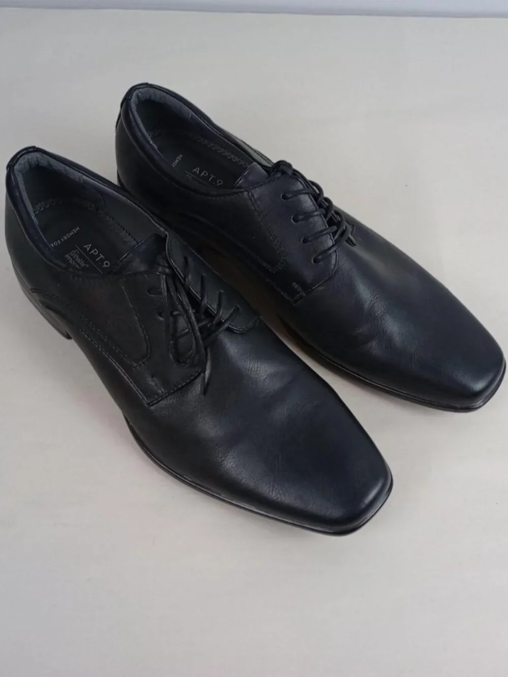 Apt 9 Mens 10.5 Med Cleveland Black Memory Foam Ortholite Derby Dress Shoes